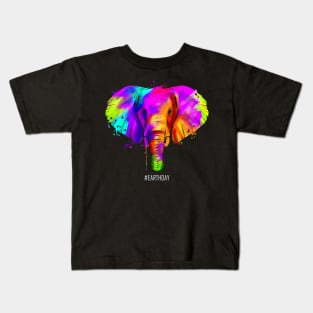 Colorful African Elephant Animal For Earth Day Kids T-Shirt